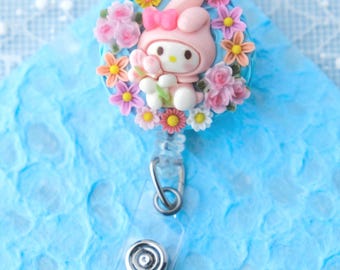 My Melody Decoden Kawaii Cute, Retractable Badge Reel, Swivel Alligator Clip,  Nurse, New Grad, Healthcare, Medical, Doctor, Teacher Gift