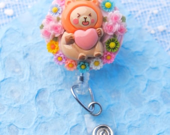 Capybara Decoden Kawaii Cute, Retractable Badge Reel, Swivel Alligator Clip, Nurse, New Grad RN, Medical, Doctor, Coworker, Teacher Gift