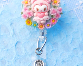 Decoden Kawaii Cute Pink Kuromi, Retractable Badge Reel, Swivel Alligator Clip,  Nurse, New Grad, Coworker, Medical, Doctor, Teacher Gift