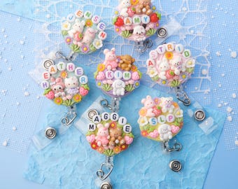 Custom Name Decoden Badge Reel: Kawaii Nurse, Doctor, Teacher, Healthcare Gift