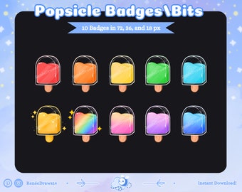 Popsicle Bottle Sub Badges for Twitch, Youtube, Kick, Discord /Bit Badges /Discord Roles/Subscriber Badges/Stream Badges/Multicolor, Rainbow
