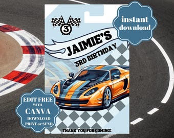 Hot Wheels Party Favor Template: Editable Car Birthday (Digital Download)