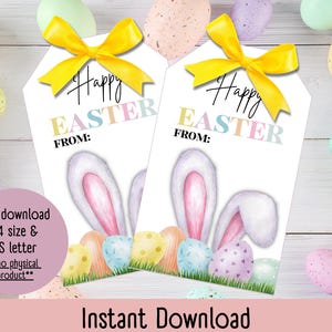 Download immediato di etichette regalo di Pasqua per bambini, download di etichette regalo di Pasqua fai da te per incartare, bomboniere di etichette regalo di Pasqua, etichette coniglietto di Pasqua in formato PDF