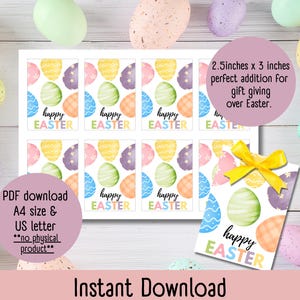 Download immediato di etichette regalo di Pasqua per bambini, download di etichette regalo di Pasqua fai da te per incartare, etichette regalo di Pasqua per bomboniere, etichette per uova di Pasqua in formato PDF