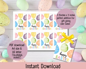 Instant download Easter gift tags for kids, DIY Easter gift tag download for wrapping, Easter gift tag for party favors, Easter egg tag PDF