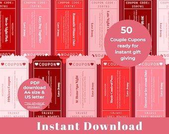 Editable Romantic Love Coupons Template – Printable Adult Valentine’s & Birthday Gift, Instant Download
