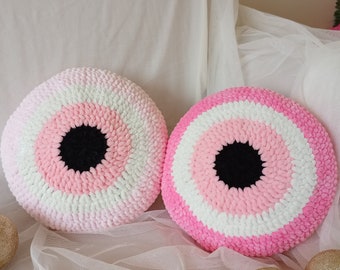 Pink pillow evil eye pillow crochet pillow Trendy decor home gift