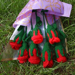 Handmade crochet stemmed rose - The perfect gift crochet flower