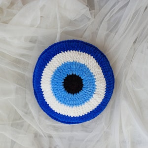 Evil Eye pillow large size plush pillow decorative blue evil eye pillow knit pillow gift for her image 6