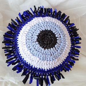 Evil eye-pillow straw pillow garden pillow fringed pillow elegance decor lucky gift