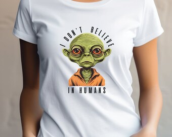 Alien Graphic Tee, Sci-Fi UFO T-Shirt, Extraterrestrial Gift