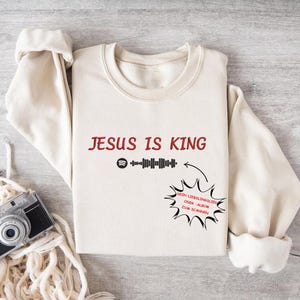 Sudadera bordada personalizada, suéter con texto personalizado, más opciones de color, más opciones de fuente, cuello redondo personalizado, camiseta con código de Spotify personalizado