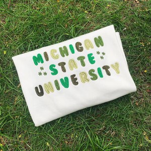 Custom University Bubble Letter bordado Crewneck, sudadera de equipo universitario, sudadera con capucha o camisa, sudadera con capucha de la escuela secundaria, graduado universitario