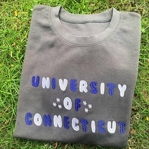 Custom University Bubble Letter bordado Crewneck, sudadera de equipo universitario, sudadera con capucha o camisa, sudadera con capucha de la escuela secundaria, graduado universitario
