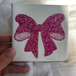 Bedazzled Hot Pink Croquette Bow Canvas - Etsy