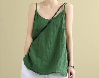 Cotton and Linen Tank Top,  Women's Cami Clothing, Boho Clothing, Summer Tops for Woman