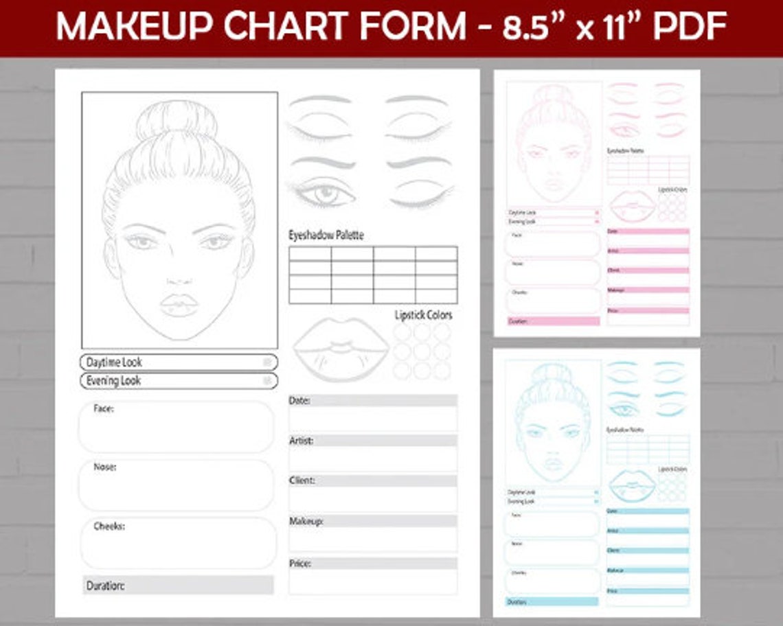 Makeup Face Charts Printable PDF, Blank Makeup Face Template to Print, Make up Artist Face ...