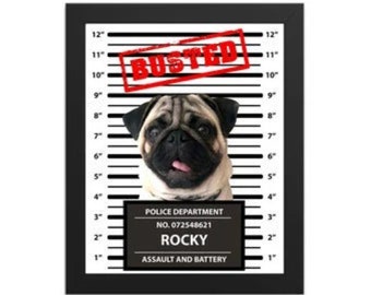 Pet Portrait Custom / Personalized Pet Mugshot Poster with customized message | Guilty Crime Mugshot Poster | Digital File Ready in 24hrs!