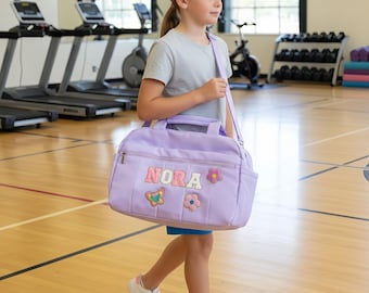 Personalized Name Duffel Bag: Custom Chenille Letter Patch Duffel Bag/Waterproof Inner Bag/Ballet Dance Bag/Sport Bag/Travel/Overnight Bag