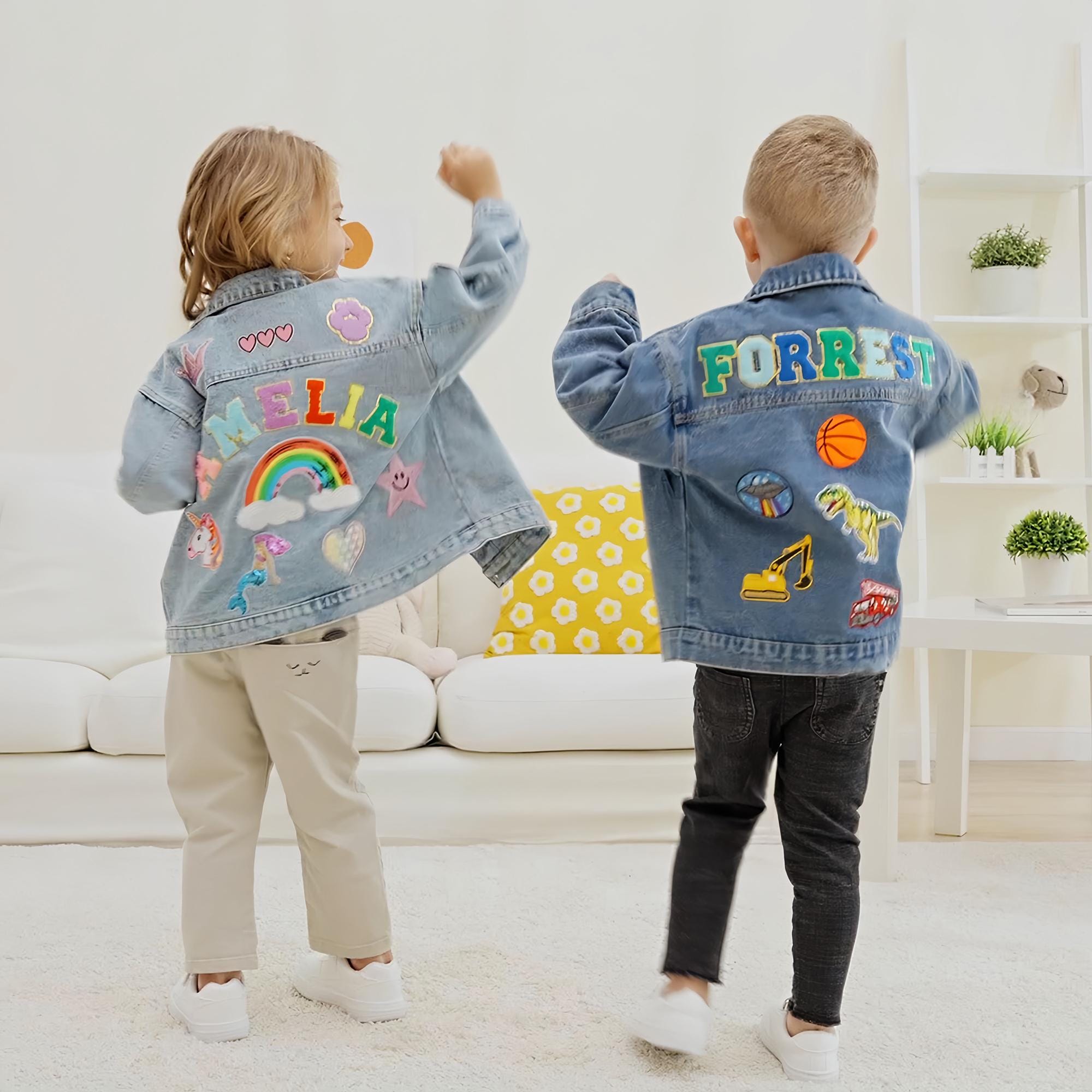 Custom Kids Jean Jacket, Personalized Girls Toddler Chenille