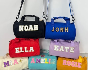 Custom X-Large Sport Gym Bag With Name, Personalized Chenille Letters Duffel Bag, Dance Bag Birthday Gift For Her, NameTravel Bag