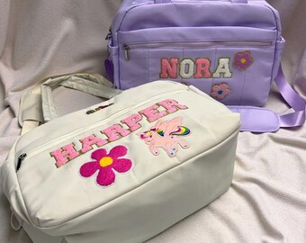 Personalized Name Duffel Bag: Custom Chenille Letter Patch Duffel Bag/Waterproof Inner Bag/Ballet Dance Bag/Sport Bag/Travel/Overnight Bag
