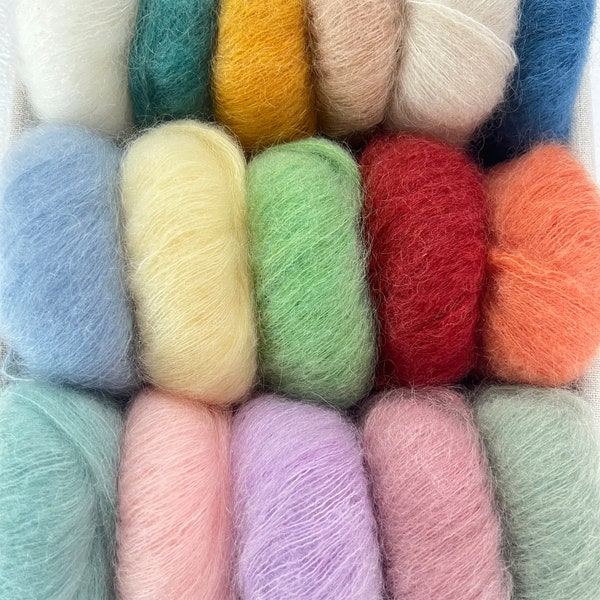 28 Colours Kid Mohair Silk yarn, Lace Yarn, Garnstudio Drops Design Knitting yarn, Yarn for knitting, Mohair Wool Yarn, Art Yarn