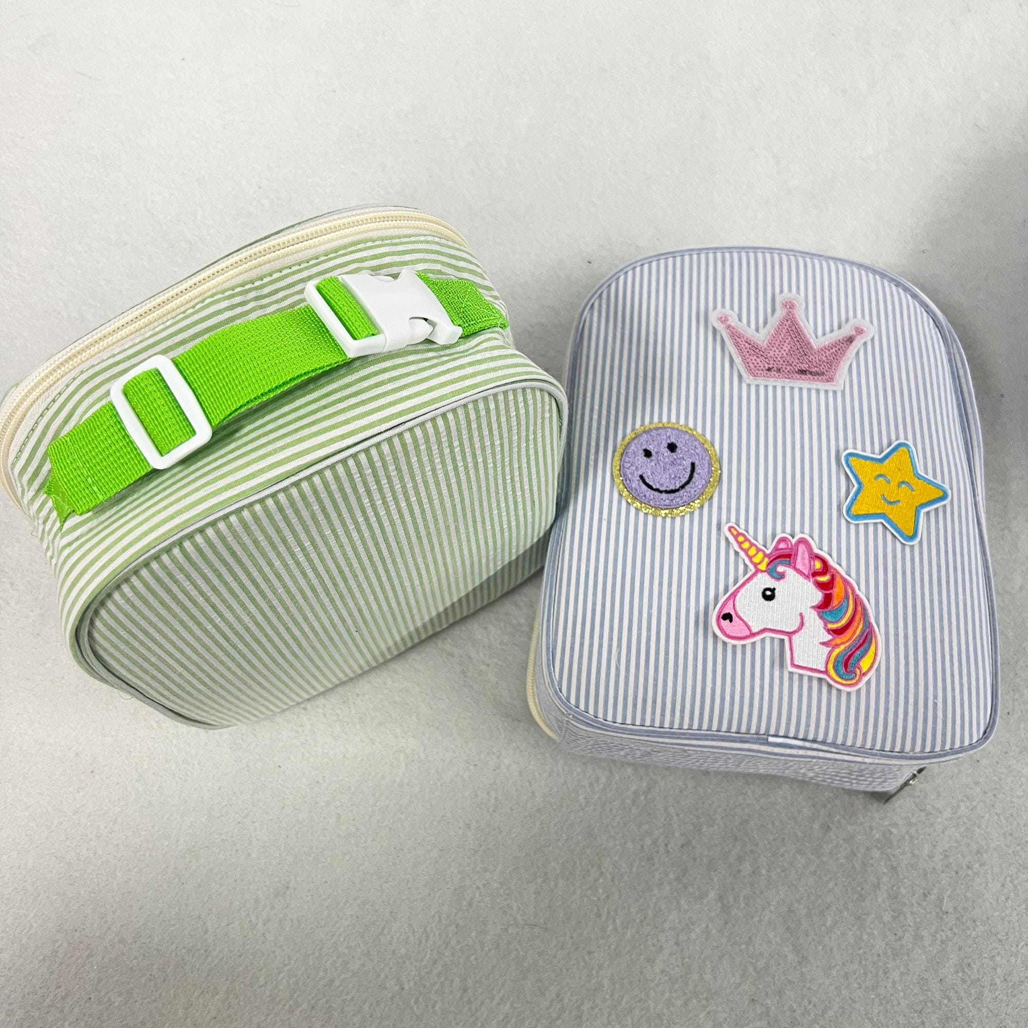 Custom Name Lunch Box Bag, Personalized Kids Chenille Letter Corduroy ...