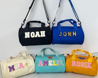 Custom X-Large Sport Gym Bag With Name, Personalized Chenille Letters Duffel Bag, Dance Bag Birthday Gift For Her, NameTravel Bag