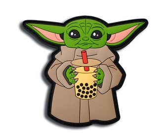 Slurrrp the Baby Alien Bubble Tea PVC Morale Patch - Funny Morale, Tactical, Military Patch - Perfect for Military Gear, Backpack, Cap, Vest