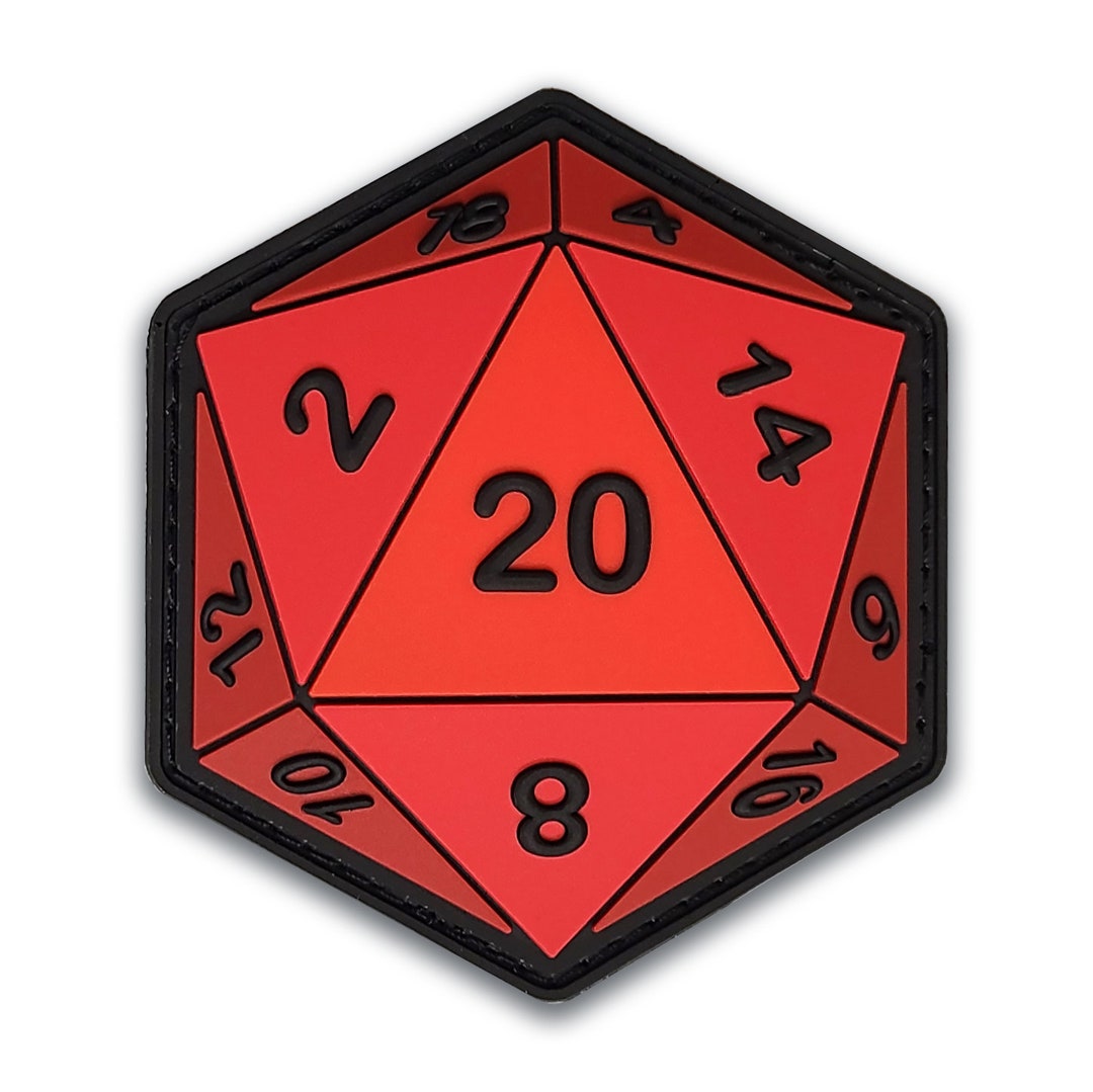 D20 Dice PVC Morale Patch – Tabletop Gamer Collectable Hook Back Patch ...