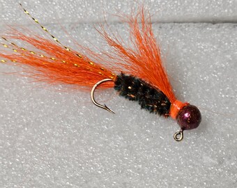 Jigs de pêche au marigane faits main - Queue de kip orange, style cajun (Ensemble de 4)
