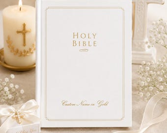 Personalized Family Bible, Custom Name Holy Bible Gift, Leatherette Family Keepsake Bible, Religious Gift for Weddings or Baptism