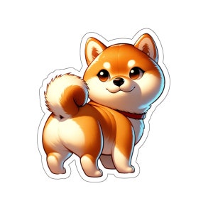 Kawaii Shiba Inu Sticker, Cute Cartoon Puppy Collection, Ideal for Scrapbooking & Crafting, Great for Shiba Enthusiasts