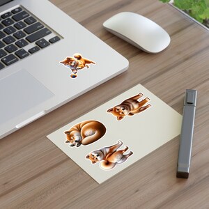 Super Cute Detailed Shiba Inu Sticker Sheet of 4 Water Resistant Vinyl Stickers, Perfect for gifts, laptops, water bottles, and journals