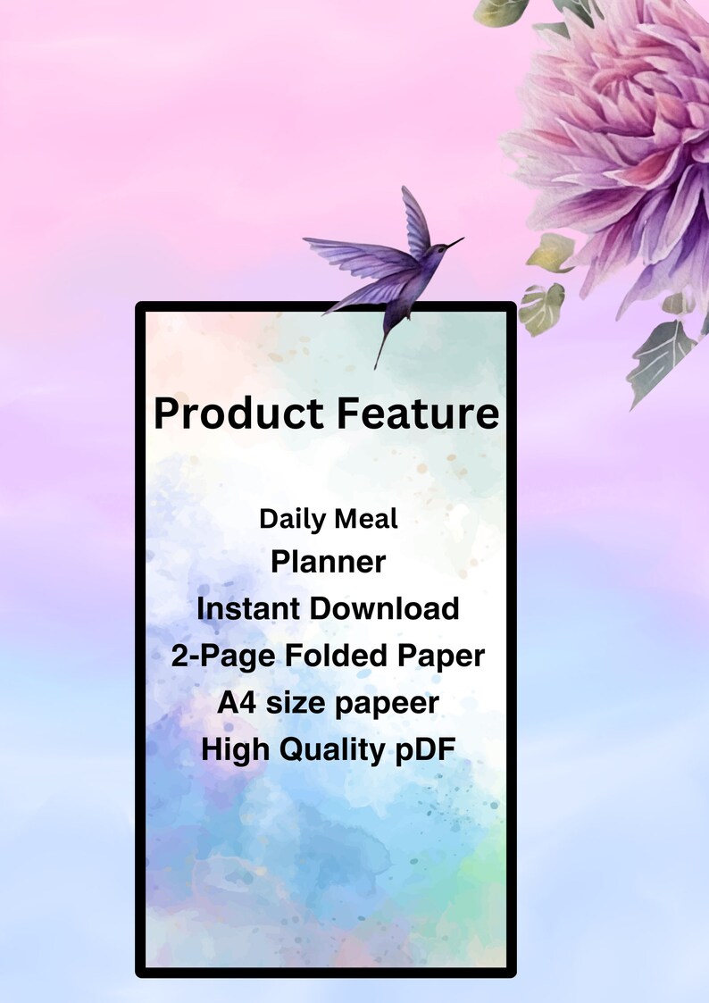 Daily Meal Planner Printable Daily Food Diary Meal Tracker Food Journal ...