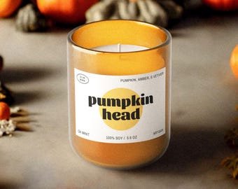 Fall Candle Label Template, Minimalist Candle Design, Unique Candle Jar Label, Customizable Label for Canva, Cozy Autumn Aesthetic [Pumpkin]