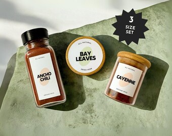 Bold Minimalist Spice Label Template SET, Pop Tone 3 Sizes + Print Ready Templates - Spice Jar Label, Modern Pantry Organization [Grape]