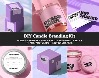 Minimalist Candle Branding Kit, Modern Candle Packaging, DIY Candle Label Templates, Candle Label & Card, Printable Candle Brand Set [Blueb]