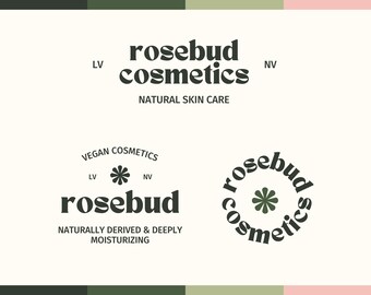 Retro Boho Organic Logo Kit, Minimalist DIY Branding, Bold Trendy Logo Design, Creative Small Business Brand Identity [Rosebud]
