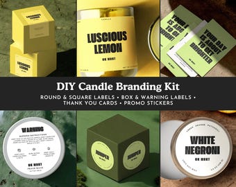 Minimalist Candle Branding Set, Modern DIY Candle Packaging, Editable Label Template, Printable Candle Brand Kit Small Business [Mandarin]