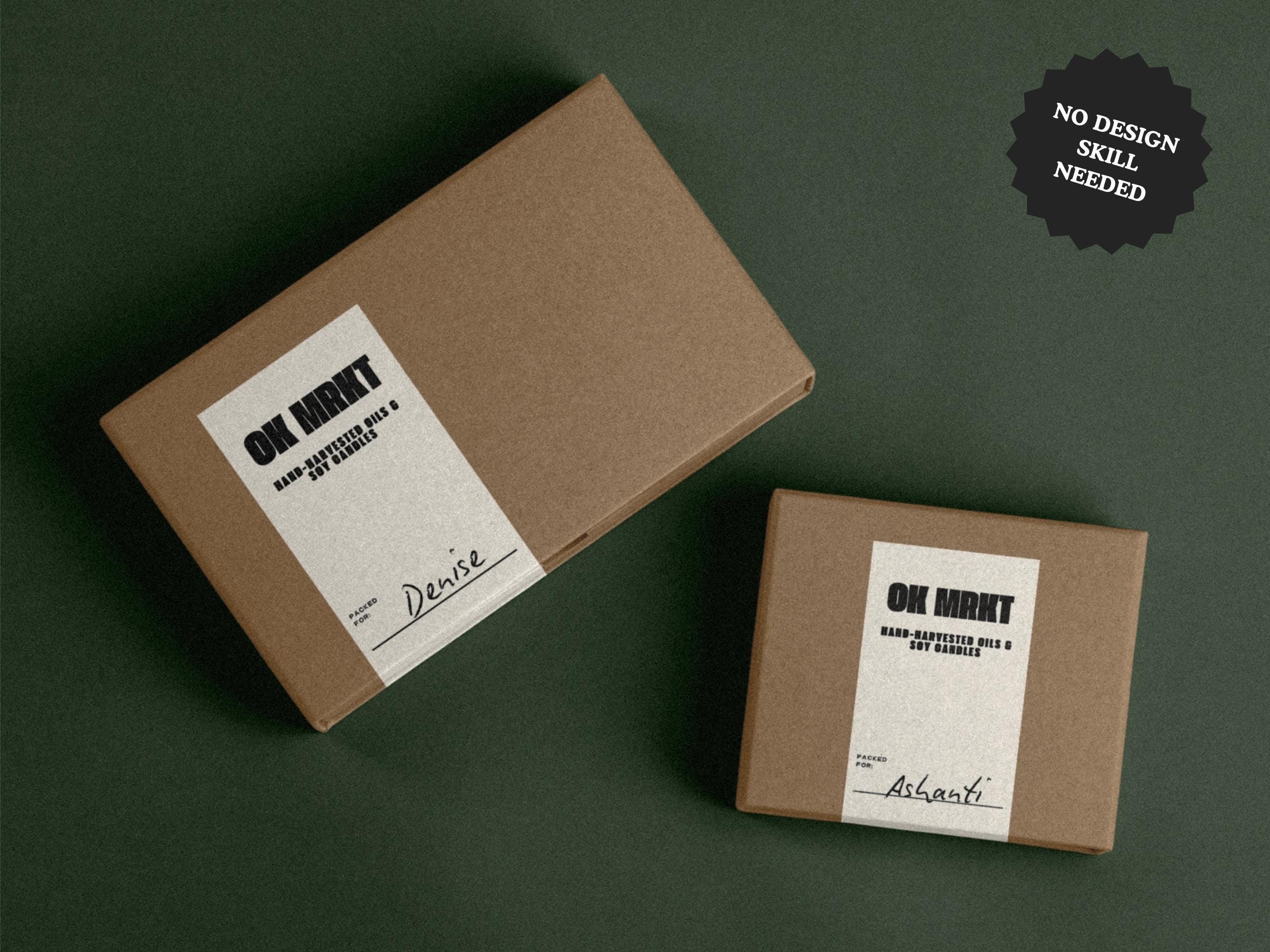 Modern Box Label Template, Editable DIY Branding for Candle Products ...
