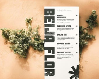 Drink Menu Template, Cocktail Menu for Weddings, Modern Price List for Barber, Wedding Bar Menu Canva Template, Rack Card for Events -Durian