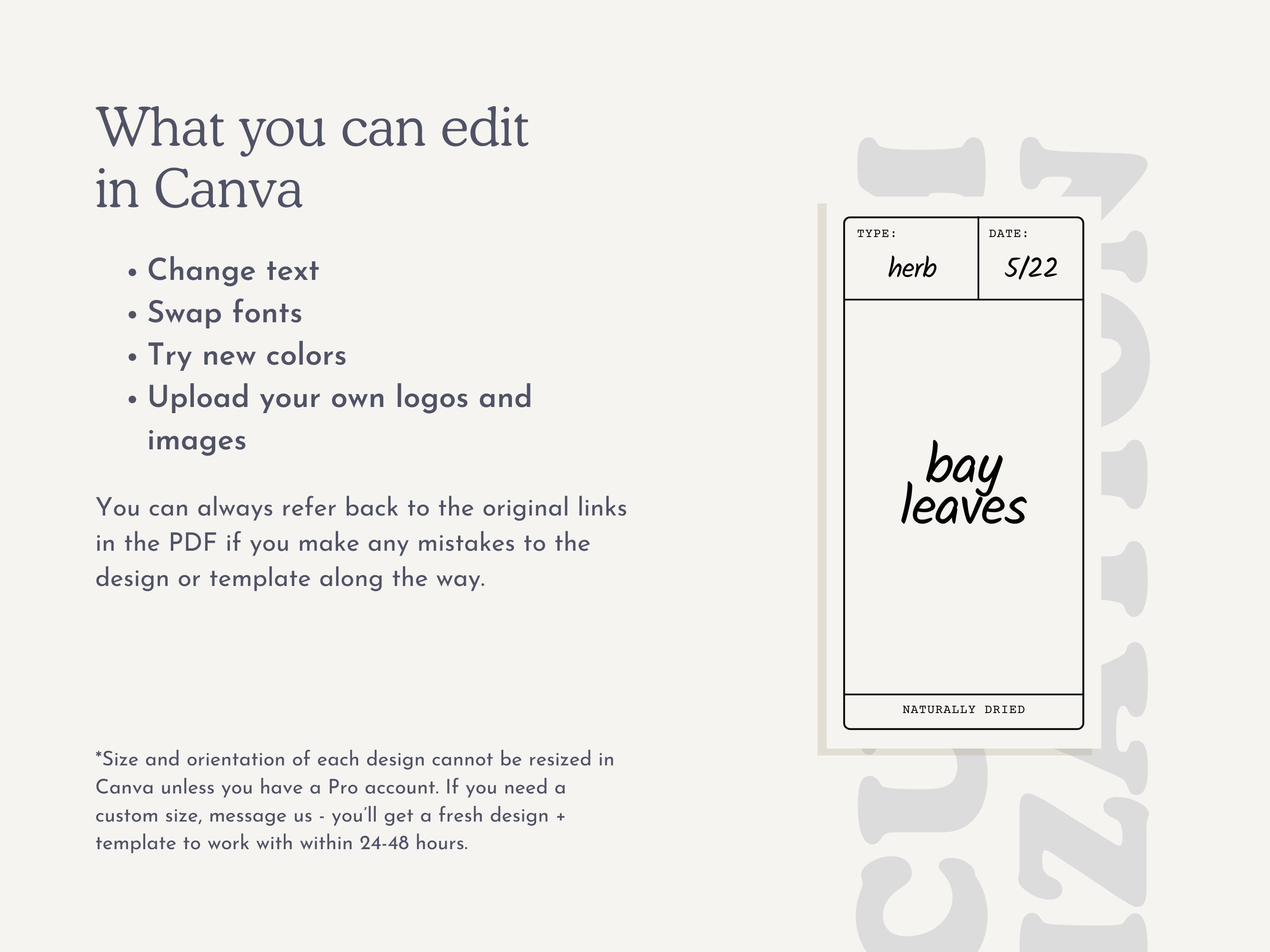 EDITABLE Apothecary Label Template 36 Spice Labels Canva Template ...