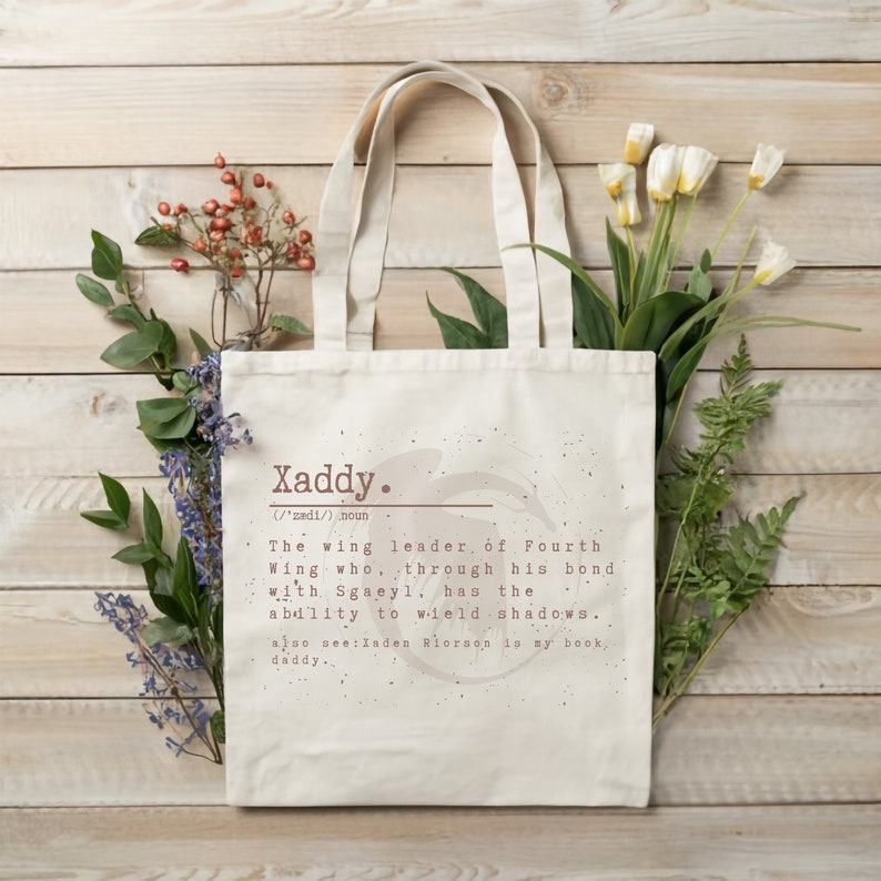 Xaddy Tote | Fourth Wing Bag | Iron Flame Tote | Fourth Wing Merch | Xaden Riorson | Basgiath | Iron Flame | Rebecca Yarros Merch | Violet