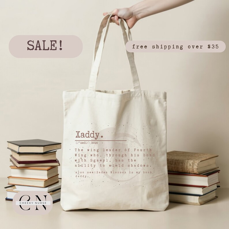 Xaddy Tote | Fourth Wing Bag | Iron Flame Tote | Fourth Wing Merch | Xaden Riorson | Basgiath | Iron Flame | Rebecca Yarros Merch | Violet