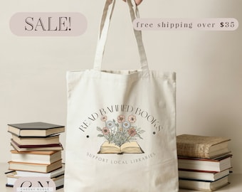 Leer libros prohibidos Canvas Tote Bag / Libro prohibido Tote / Reader Tote / Book Nerd Bag / Regalo para amante de los libros / Bookworm Tote / Lector feminista