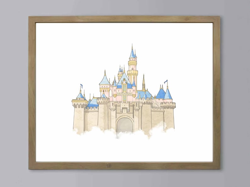Disneyland Castle Watercolor Print - Sleeping Beauty Castle - Hand ...