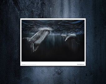 Exclusive art print of whales "Giants of the Deep"