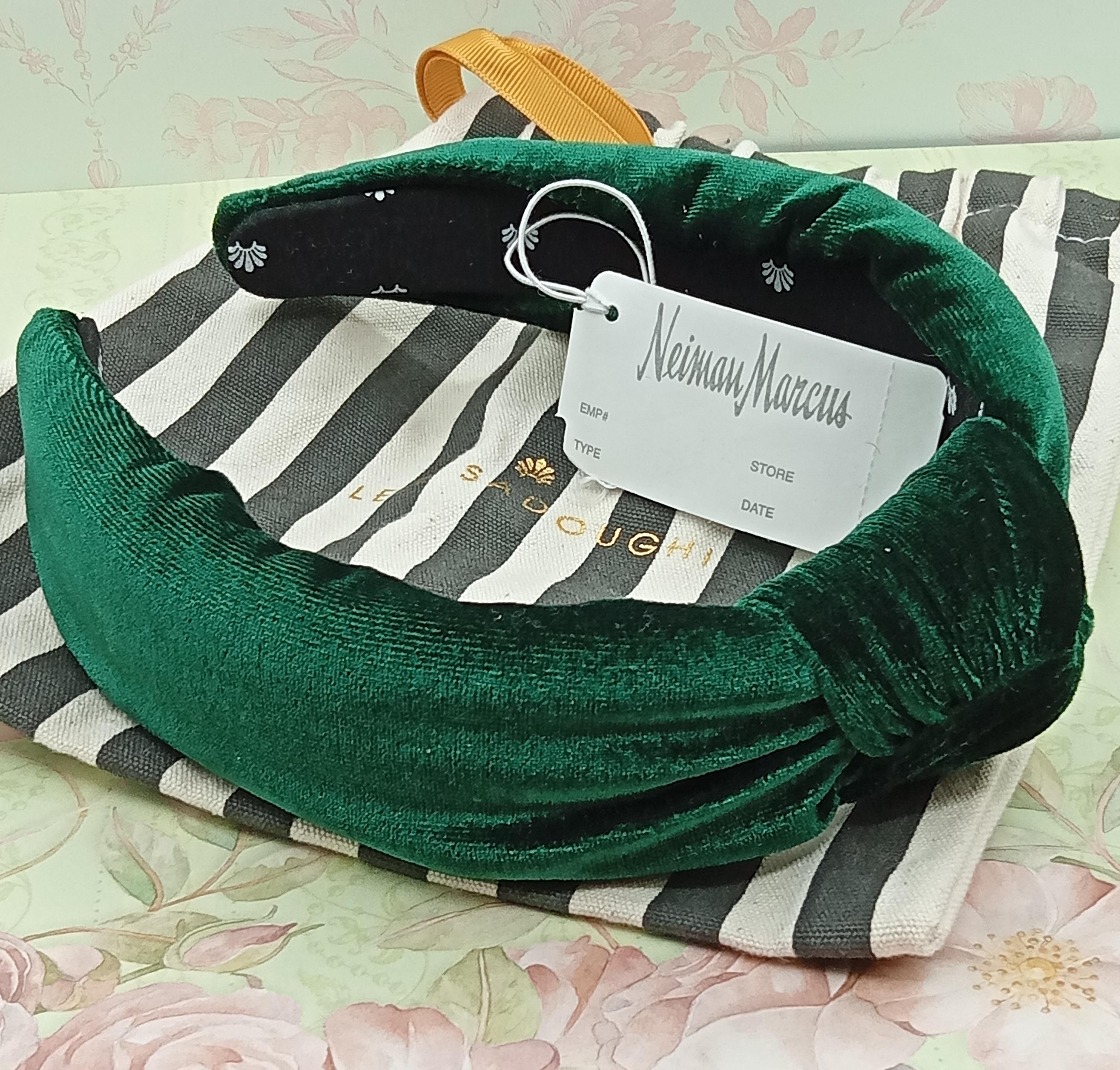 LELE SADOUGHI, Green, Velvet, Headband, Engagement, Hair 